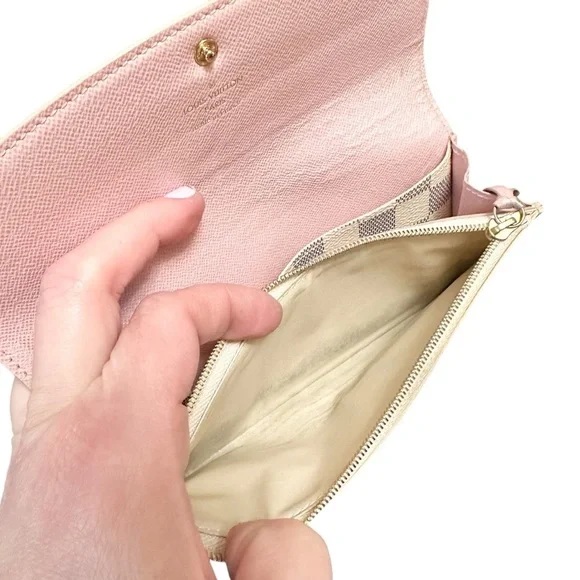 Louis Vuitton Damier Azur Ballerine Pink Leather Emilie Long Wallet - Picture 8 of 15